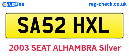 SA52HXL are the vehicle registration plates.