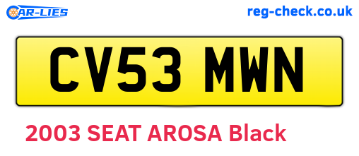 CV53MWN are the vehicle registration plates.