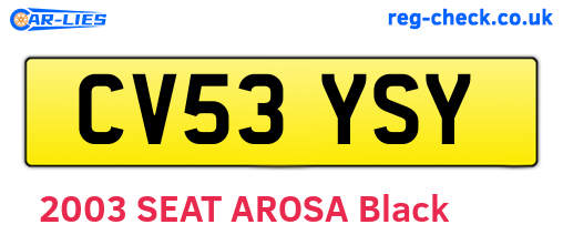 CV53YSY are the vehicle registration plates.