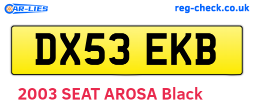 DX53EKB are the vehicle registration plates.