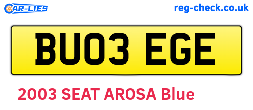 BU03EGE are the vehicle registration plates.