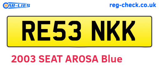 RE53NKK are the vehicle registration plates.