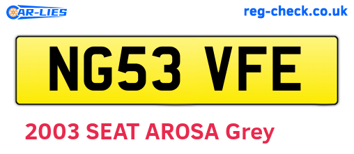 NG53VFE are the vehicle registration plates.