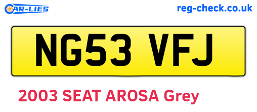 NG53VFJ are the vehicle registration plates.