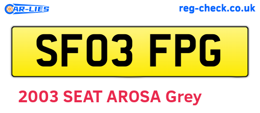 SF03FPG are the vehicle registration plates.