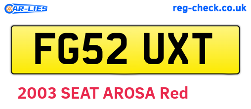 FG52UXT are the vehicle registration plates.