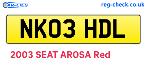 NK03HDL are the vehicle registration plates.