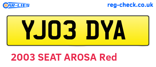 YJ03DYA are the vehicle registration plates.