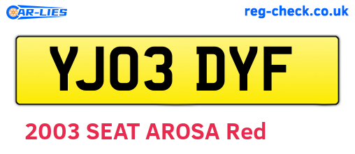 YJ03DYF are the vehicle registration plates.