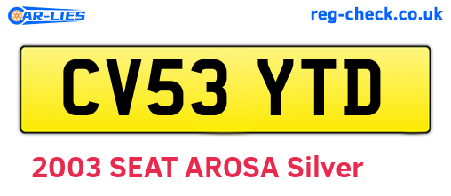 CV53YTD are the vehicle registration plates.