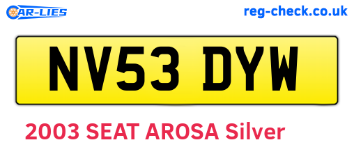 NV53DYW are the vehicle registration plates.