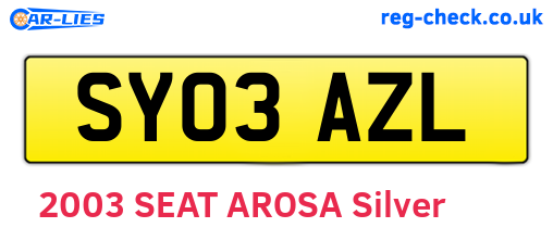 SY03AZL are the vehicle registration plates.