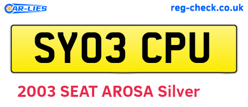 SY03CPU are the vehicle registration plates.