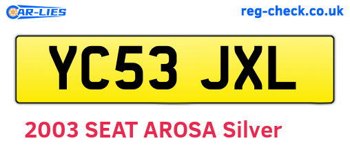 YC53JXL are the vehicle registration plates.