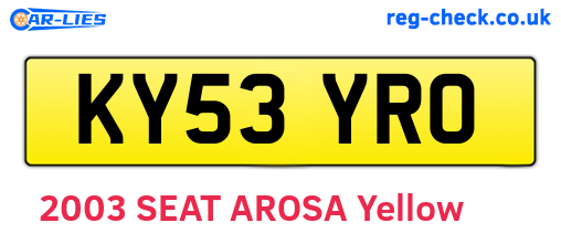 KY53YRO are the vehicle registration plates.