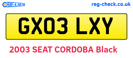 GX03LXY are the vehicle registration plates.