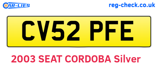 CV52PFE are the vehicle registration plates.