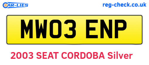 MW03ENP are the vehicle registration plates.