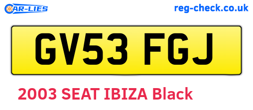 GV53FGJ are the vehicle registration plates.