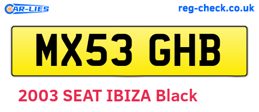 MX53GHB are the vehicle registration plates.