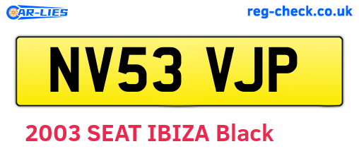 NV53VJP are the vehicle registration plates.