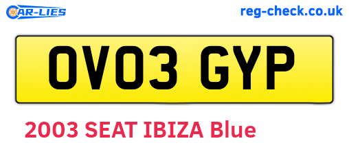 OV03GYP are the vehicle registration plates.