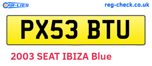 PX53BTU are the vehicle registration plates.