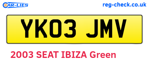 YK03JMV are the vehicle registration plates.