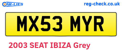 MX53MYR are the vehicle registration plates.