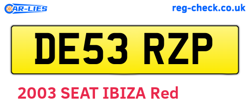 DE53RZP are the vehicle registration plates.