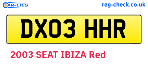 DX03HHR are the vehicle registration plates.