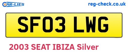 SF03LWG are the vehicle registration plates.