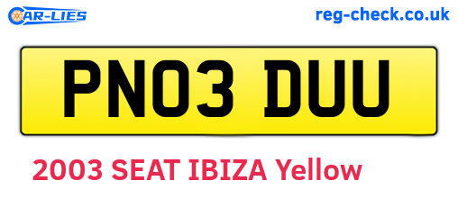 PN03DUU are the vehicle registration plates.