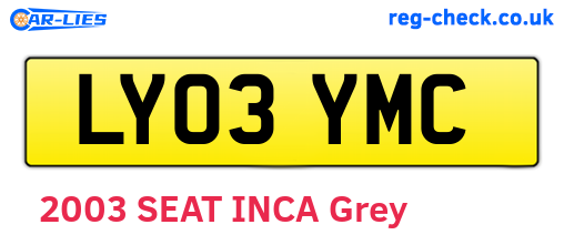 LY03YMC are the vehicle registration plates.