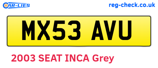 MX53AVU are the vehicle registration plates.