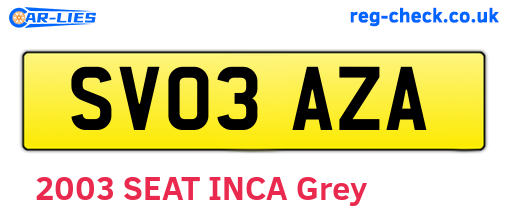 SV03AZA are the vehicle registration plates.