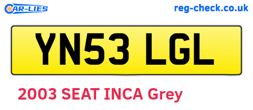YN53LGL are the vehicle registration plates.