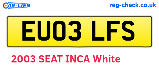 EU03LFS are the vehicle registration plates.