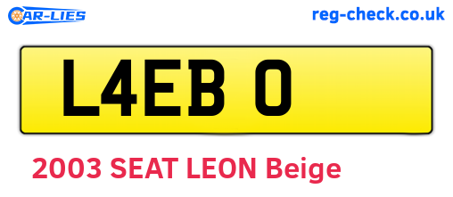 L4EBO are the vehicle registration plates.