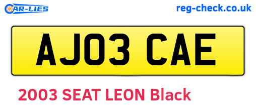 AJ03CAE are the vehicle registration plates.