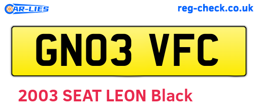 GN03VFC are the vehicle registration plates.