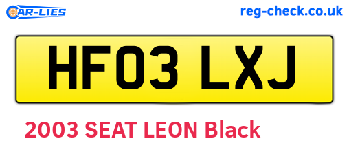 HF03LXJ are the vehicle registration plates.