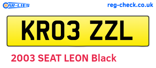 KR03ZZL are the vehicle registration plates.