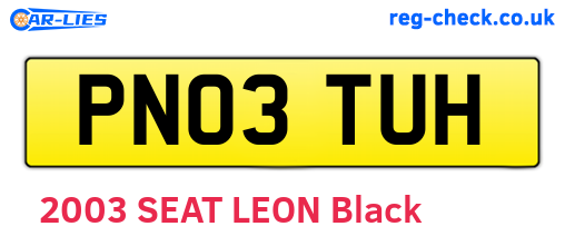 PN03TUH are the vehicle registration plates.