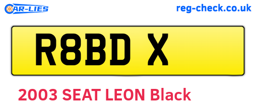 R8BDX are the vehicle registration plates.