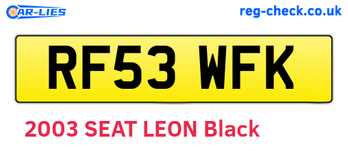 RF53WFK are the vehicle registration plates.