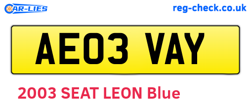 AE03VAY are the vehicle registration plates.