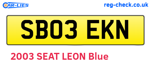 SB03EKN are the vehicle registration plates.