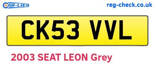 CK53VVL are the vehicle registration plates.