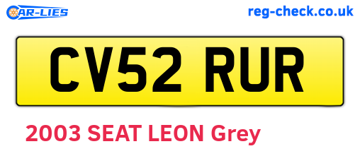CV52RUR are the vehicle registration plates.